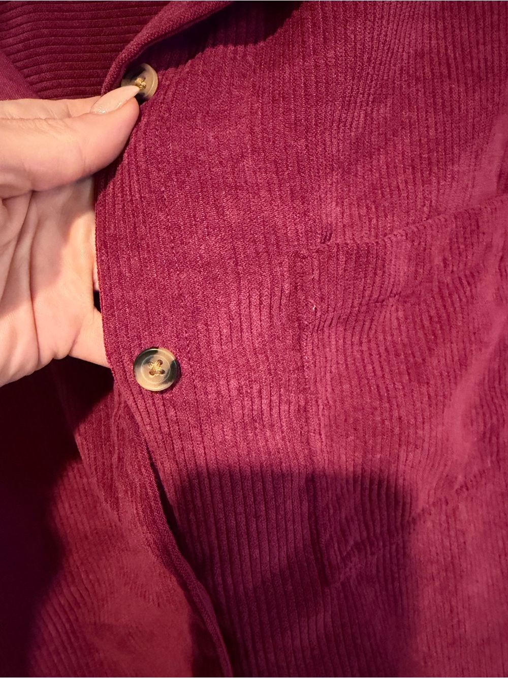 Woman Within Ribbed Button-Front Shacket — Berry - Picture 3 of 3